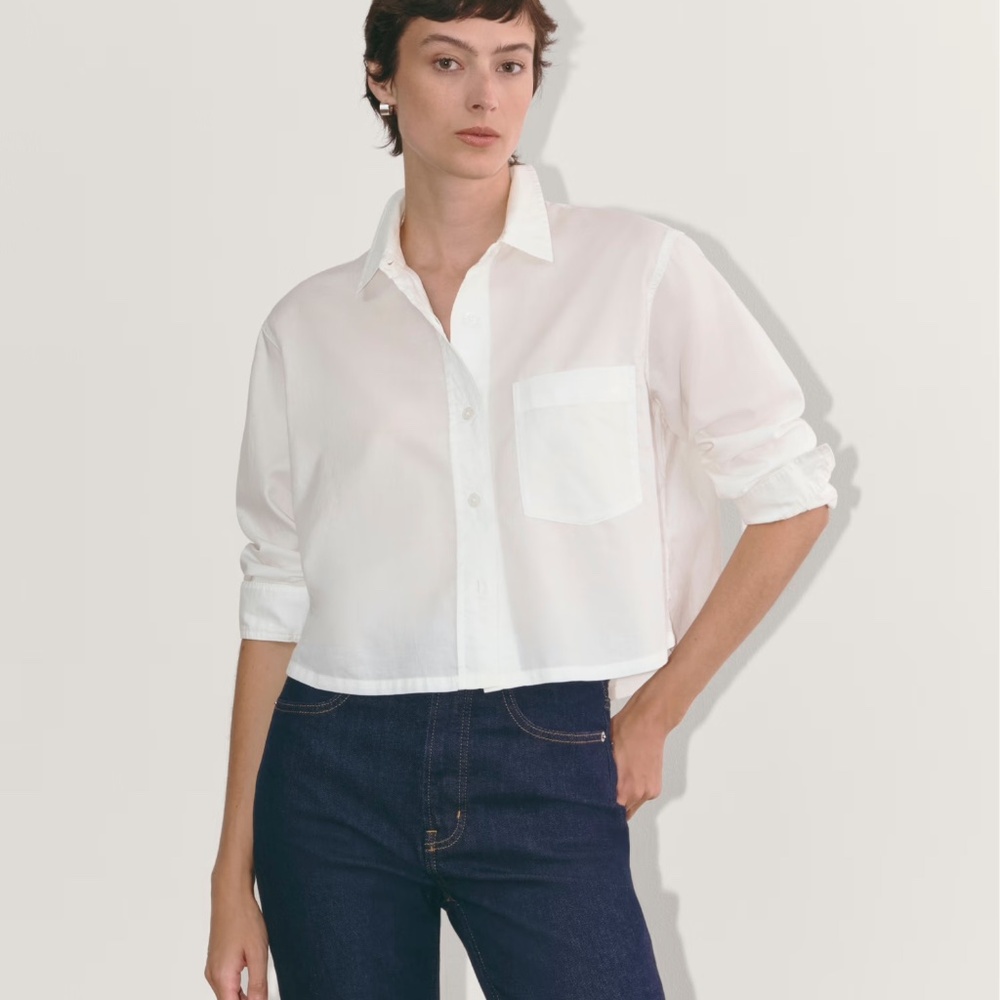 Everlane The Way-Short Shirt in Silky Cotton, Button Down.